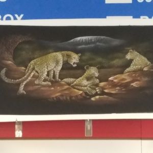 Original large handpainted oil painting of leopard